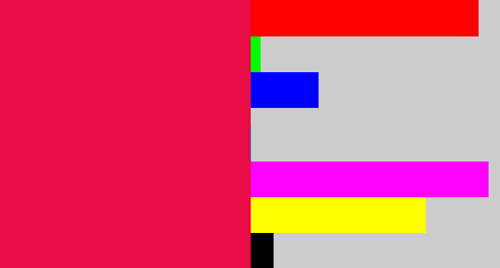 Hex color #e70b46 - pinkish red