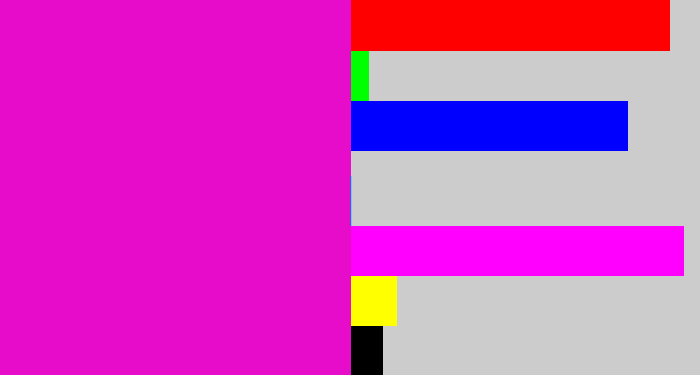 Hex color #e70cc9 - hot magenta