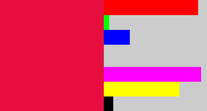 Hex color #e70e3f - pinkish red
