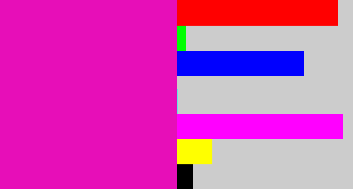 Hex color #e70eb8 - hot magenta