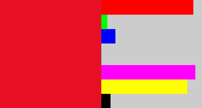 Hex color #e71023 - cherry red