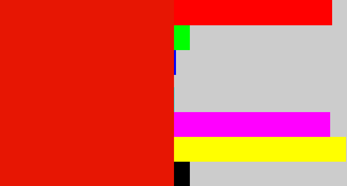 Hex color #e71603 - red
