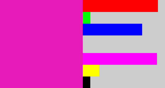 Hex color #e718b8 - hot magenta