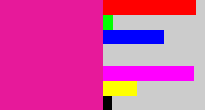 Hex color #e7199a - neon pink