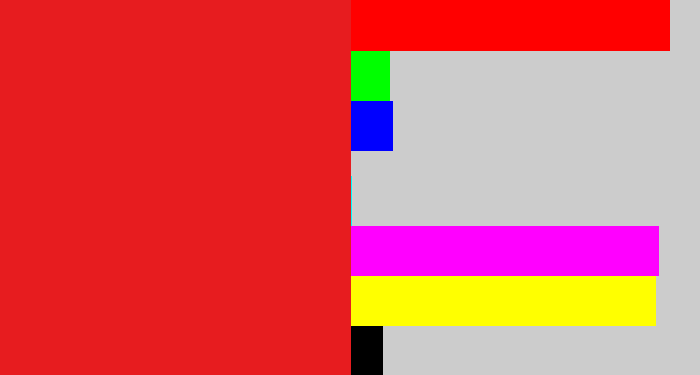 Hex color #e71c1f - vermillion