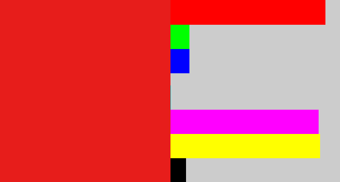Hex color #e71d1b - vermillion
