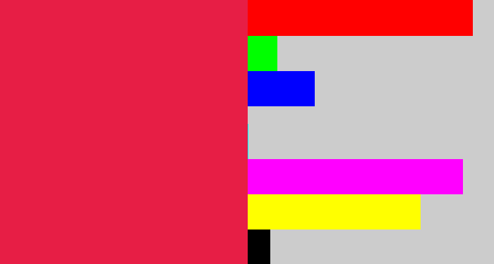 Hex color #e71e45 - pinkish red