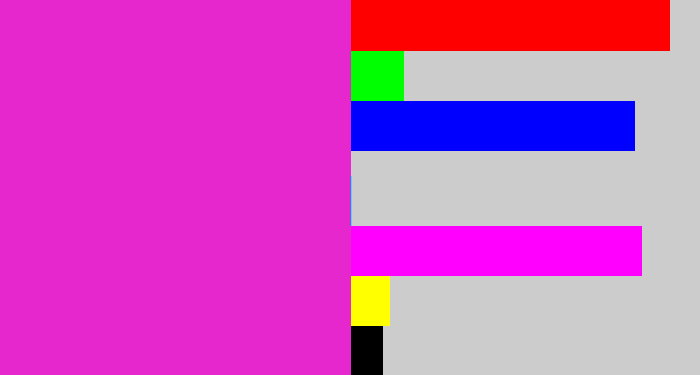 Hex color #e727ce - purple/pink