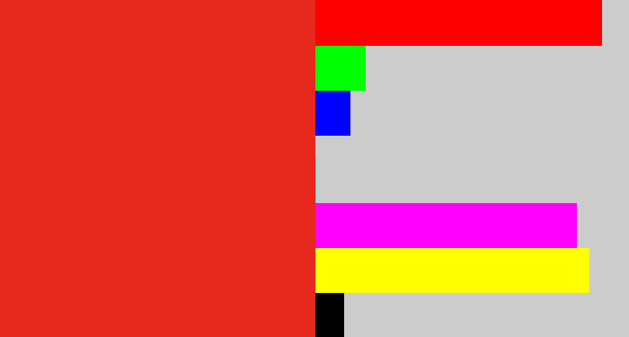 Hex color #e7281d - vermillion