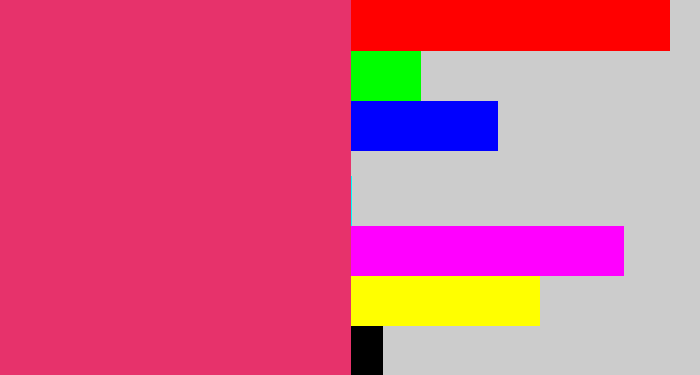 Hex color #e7326b - darkish pink
