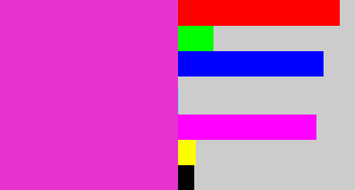 Hex color #e733d0 - purple pink