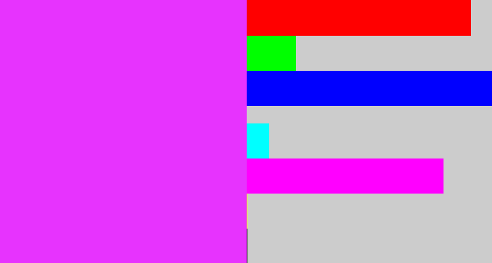 Hex color #e733fe - heliotrope