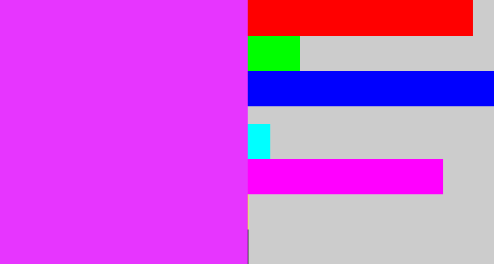 Hex color #e735ff - heliotrope