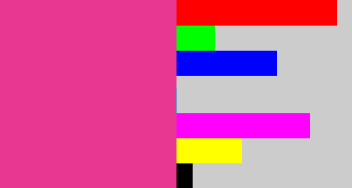 Hex color #e73791 - darkish pink