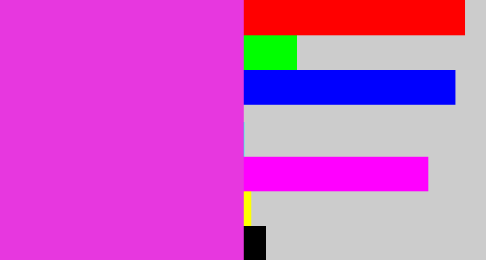 Hex color #e737df - purple pink