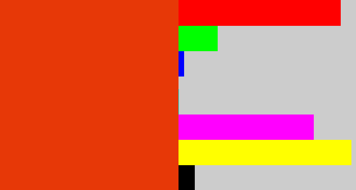 Hex color #e73807 - orangish red