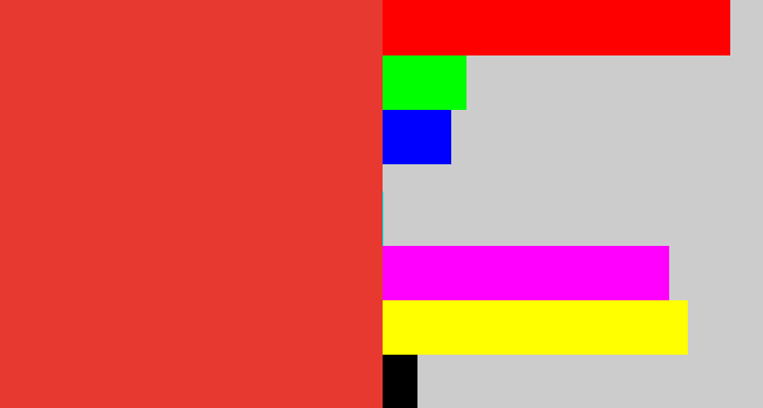 Hex color #e7392f - tomato