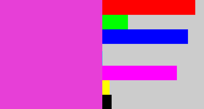 Hex color #e73fd7 - purple pink