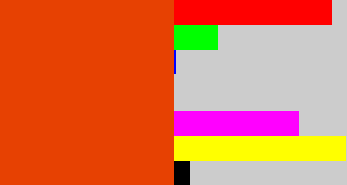 Hex color #e74102 - deep orange