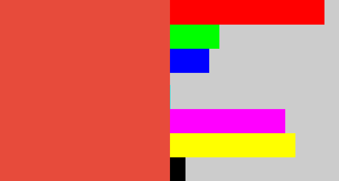 Hex color #e74b3b - pale red