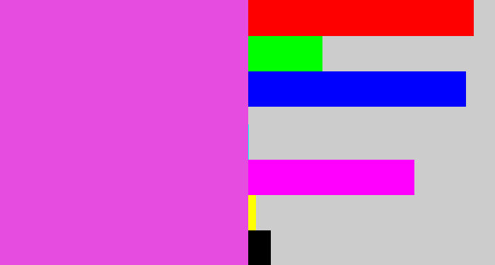 Hex color #e74ce0 - pink purple