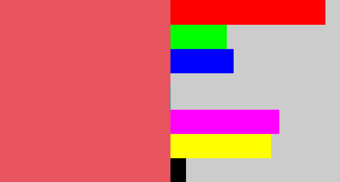 Hex color #e7545e - pastel red