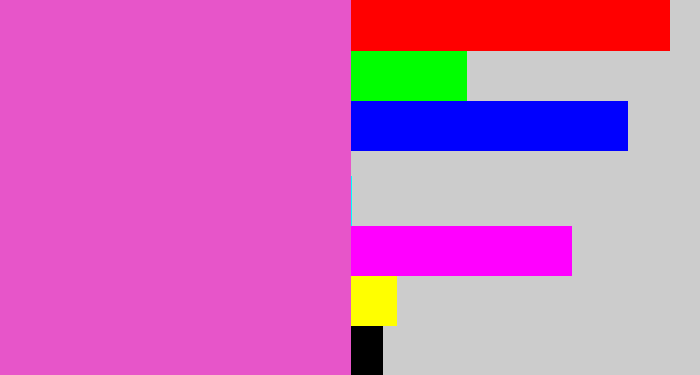 Hex color #e755c9 - purpleish pink