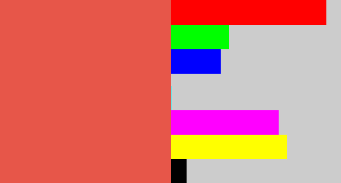 Hex color #e75649 - pale red