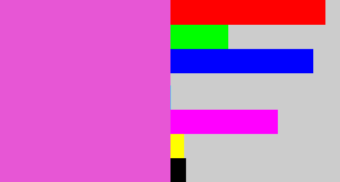 Hex color #e756d5 - pink purple