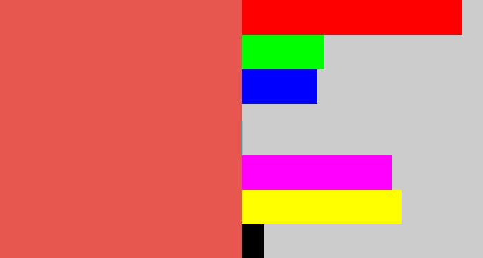Hex color #e7574f - pastel red