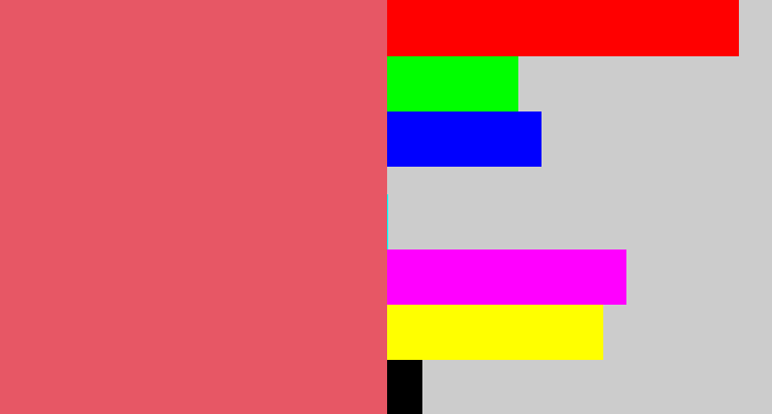Hex color #e75765 - pastel red