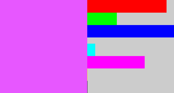 Hex color #e757ff - heliotrope