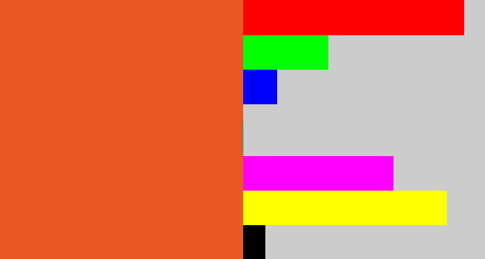 Hex color #e75824 - reddish orange