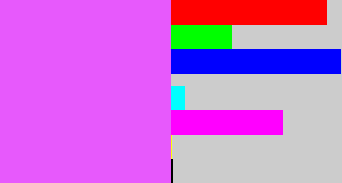 Hex color #e759fc - heliotrope