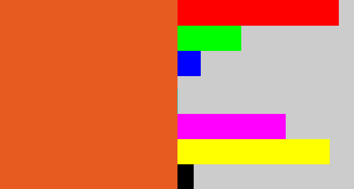 Hex color #e75b21 - reddish orange