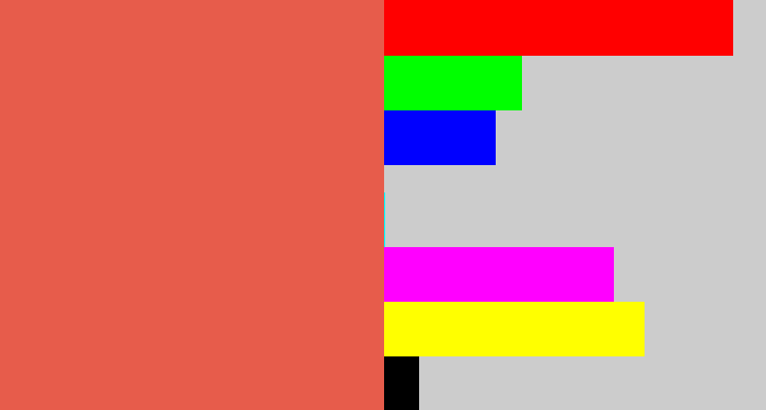 Hex color #e75c4b - pale red