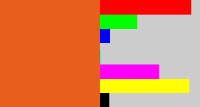 Hex color #e75f1a - reddish orange