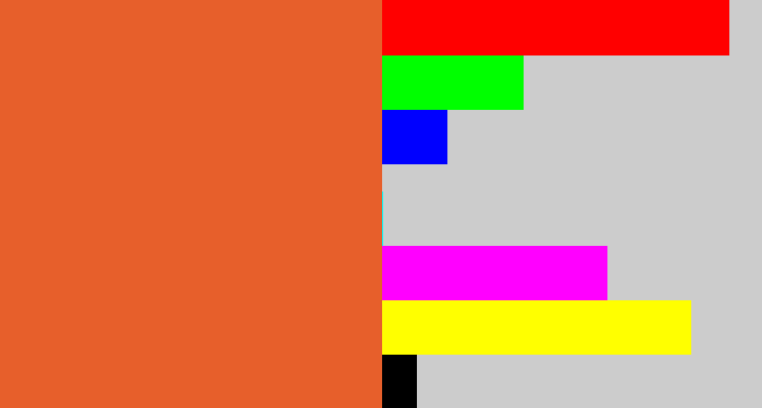 Hex color #e75f2b - reddish orange