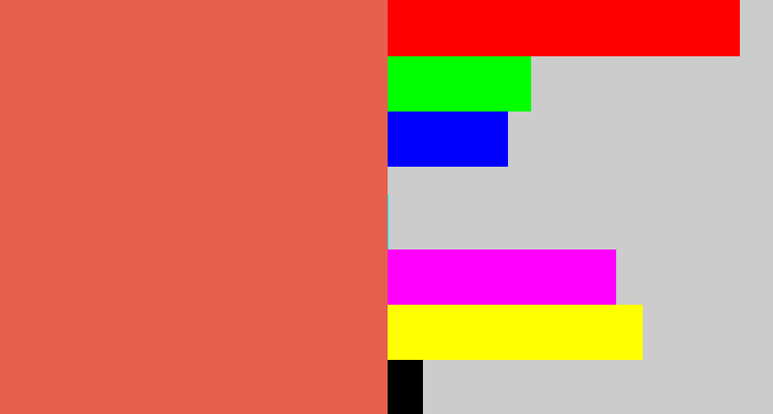 Hex color #e75f4e - pastel red