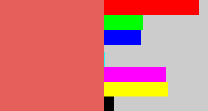 Hex color #e75f5a - pastel red