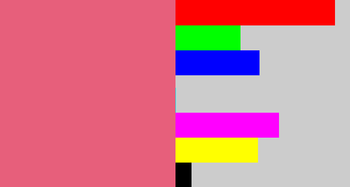 Hex color #e75f7b - pinkish