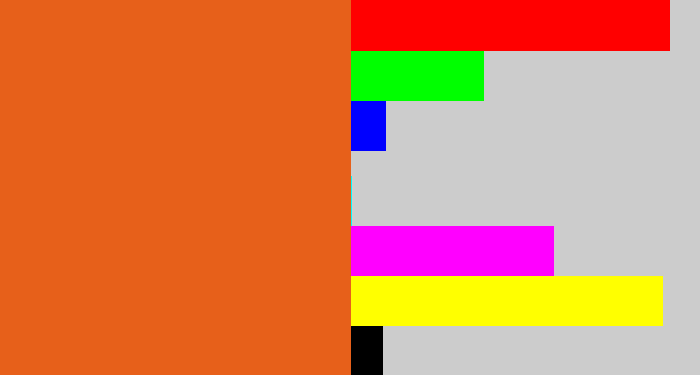 Hex color #e7601a - reddish orange