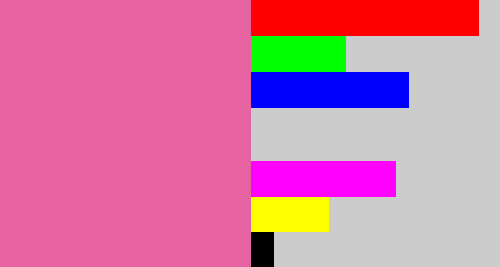 Hex color #e762a0 - medium pink