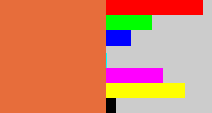Hex color #e76d3b - dusty orange
