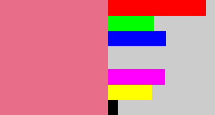 Hex color #e76d89 - rosy pink