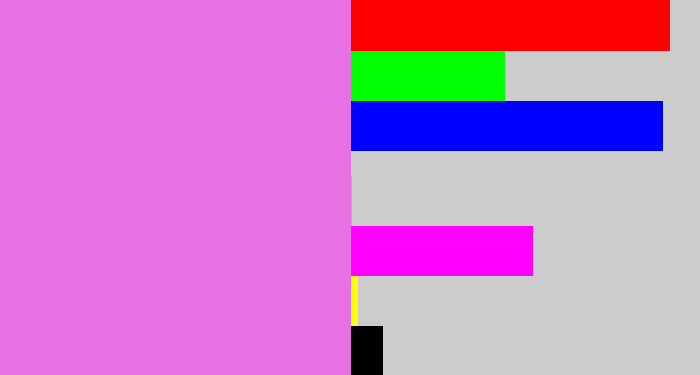 Hex color #e770e3 - purply pink