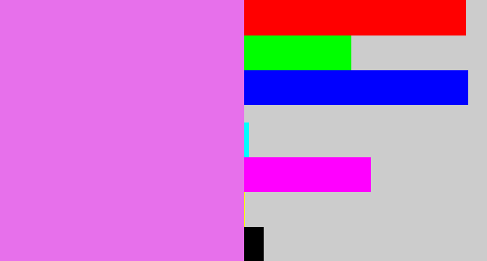 Hex color #e770eb - purply pink