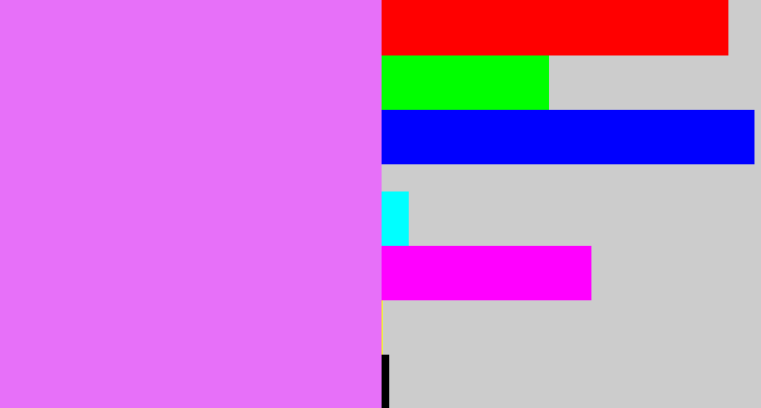 Hex color #e770f9 - purply pink