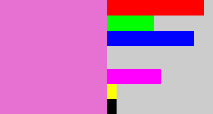 Hex color #e771d2 - purply pink