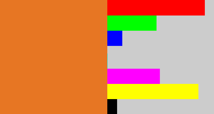 Hex color #e77623 - dusty orange
